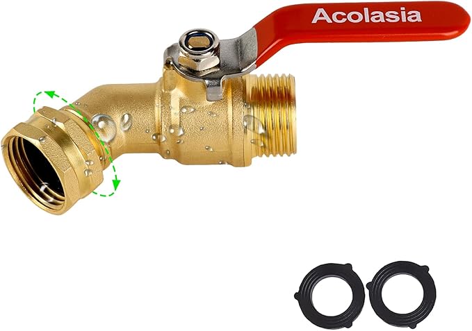 Brass Garden Hose Shut Off Valve with Full-Flow Design - Heavy Duty 3/4" GHT Connector, 304 Stainless Steel Handle