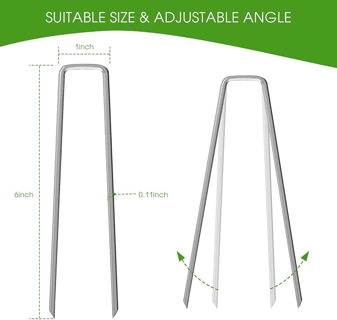 6 Inch Galvanized Garden Landscape Staples Stakes, 25 50 100 PCS Anti-Rust Garden Staples Tent Ground Stakes U-Shaped Landscape Pins for Secure Lawn Fabric, Decoration (25, 6 Inch)