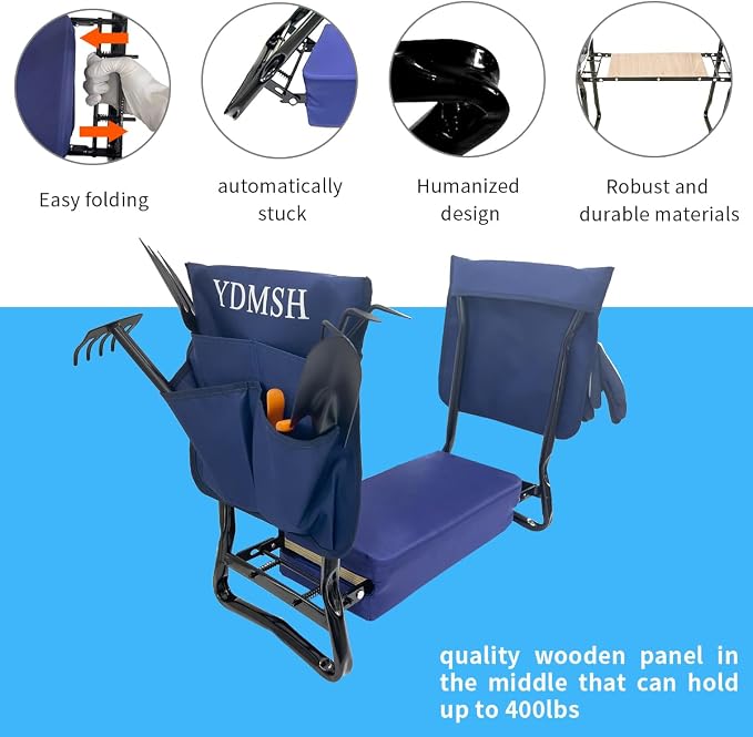 Garden Kneeler and Seat Heavy Duty Gardening Bench Extra Wide,Gardening Stools and Seats for Seniors,Garden Bench for Kneeling and Sitting,Foldable Kneeling Bench