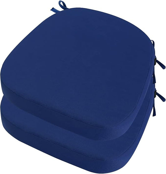 idee-home Outdoor Chair Cushions Set of 2, 17" x 17" Thick D-Shaped Patio Furniture Outdoor Seat Cushions Waterproof with Ties, Dining Pads