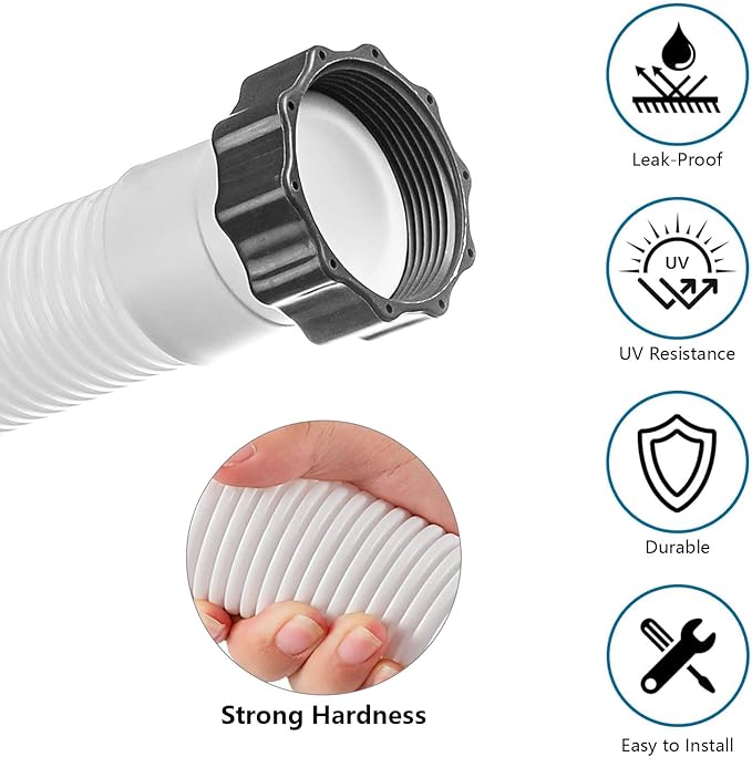 1.5" Replacement Pool Pump Hose for Above Ground Pools Accessories - 29060E Pool Hoses for Intex 1,500 GPH Pump, Sand Filters ＆ Saltwater System (White -1 Pack)