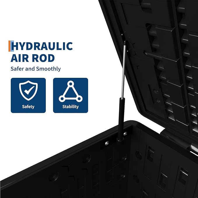 130 gal Outdoor Storage Box Waterproof with Lockable Lid, All-Weather Deck Box with Side Handle, Outdoor Storage Bin for Patio Furniture, Pool Accessories, Gardening Tools, Black