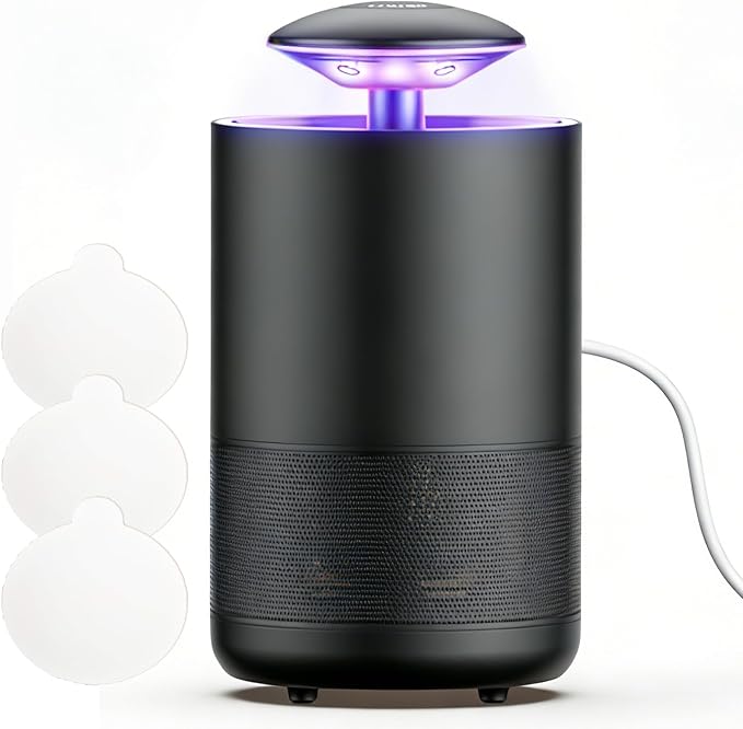 Fly Trap Indoor Mosquito Flying Insect Trap Automatic Electric Fly Catcher Fan Powered Gnat Catcher with 3 Sticky Boards, for Kitchen, Living Room, Dining Room, Yard, Swimming Pool, Picnic or Camping