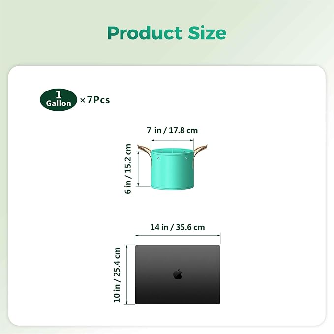 7 Pcs 1 Gallon Potato Grow Bag, PE Garden pots Plant Grow Bag with Branch-Binding Holes and Drain holefor for Vegetables, Strawberries, Flowers
