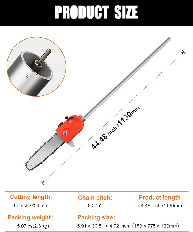 NEO-TEC 10" Pole Saw Attachment Universal, Automatic Lubrication Adjustable Pole Saws for Tree Trimming Cutting Limbs and Brush Sharp
