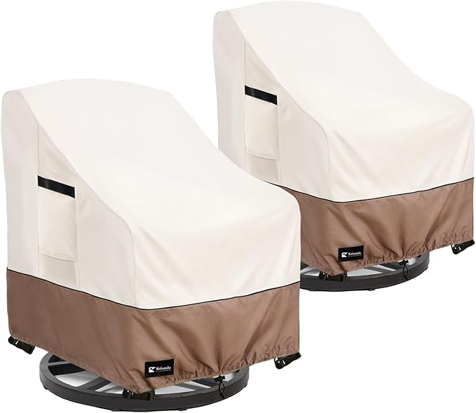 Outdoor Swivel Rocker Chair Cover 2Pack, Waterproof Rocking Chair Covers, All-Weather Protection Outdoor Lawn Patio Furniture Covers for Patio Chair 32" W x 35" D x 32" H, Beige
