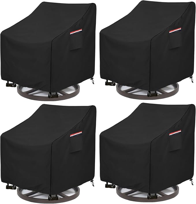 Patio Swivel Chair Cover 4 Pack,Waterproof Heavy Duty Outdoor Chair Covers,Outdoor Swivel Chair Cover for Patio Furniture Covers(30 W x 34 D x 38.5 H inches),Black