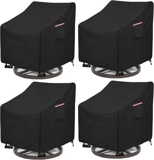 Patio Swivel Chair Cover 4 Pack,Waterproof Heavy Duty Outdoor Chair Covers,Outdoor Swivel Chair Cover for Patio Furniture Covers(30 W x 34 D x 38.5 H inches),Black