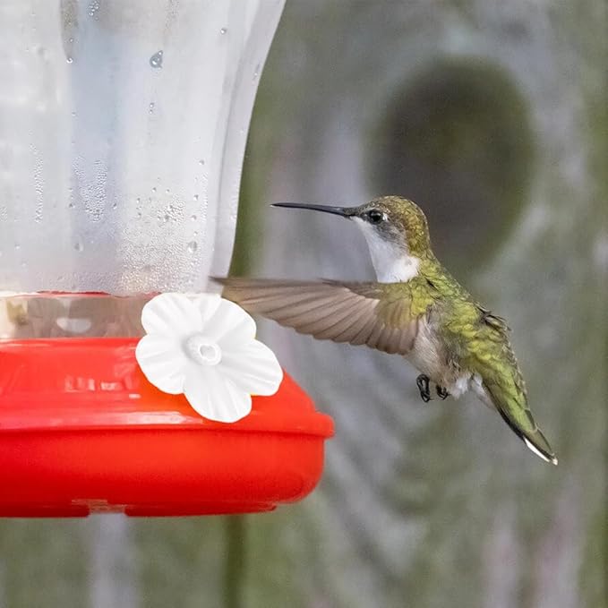 Hummingbird Feeder Replacement Parts - 16 PCS White Flowers, Bee Guards for Perky Pet Glass Plastic Feeder Base