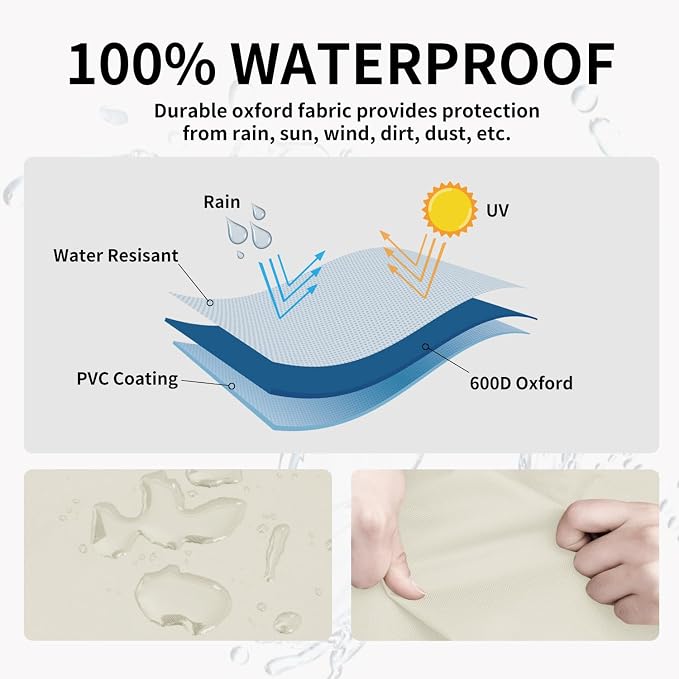 Easy-Going Heavy Duty Outdoor Couch Cover, Waterproof Weatherproof Patio 3-Seater Patio Sofa Bench Furniture Cover (70Wx38Dx35H inch, Beige/Dark Brown)