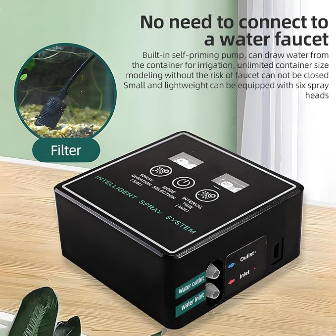 Yosoo Automatic Reptile,Fogger with Touchscreen Controller 360 Rotation Fog Nozzle for Plant Humidification with Intelligent Timing and Auto Cycle (10m 4 Nozzles)