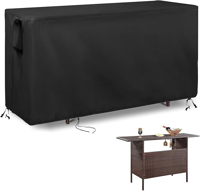 Outdoor Bar Cover for Best Choice Product Patio Wicker Bar Counter Table 55"L x 19"D x 36"H, Waterproof& Heavy Duty Cover for VINGLI Patio Rattan Wicker Bar Table-Rectangle