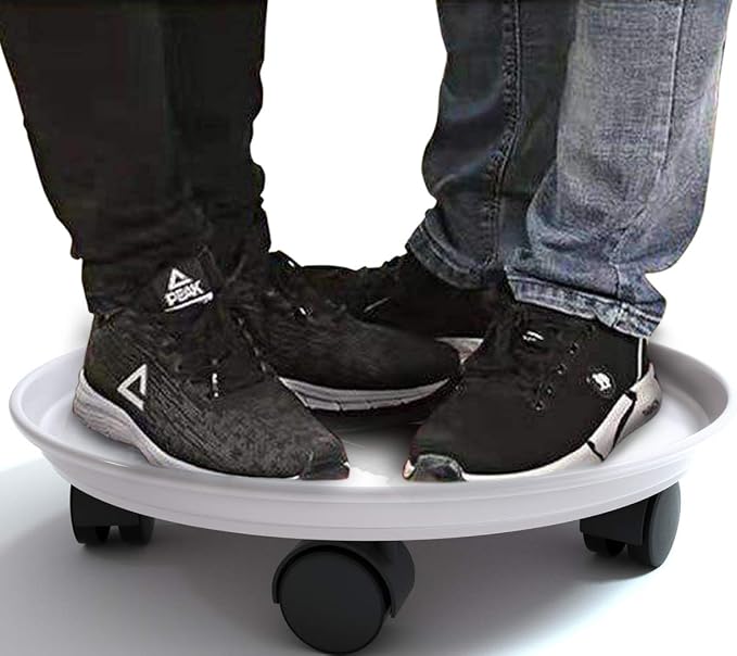 Plant Caddy with Wheels 15.5 Inch, 2 Pack Heavy Duty Plant Dolly Tray, Round Planter Caddies for Indoor & Outdoor Use, White