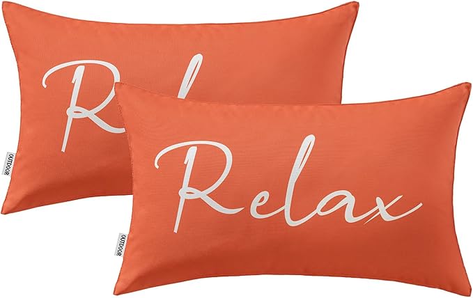 MIULEE Outdoor Waterproof Throw Pillow Covers Set of 2 Relax Decorative Outdoor Rectangular Pillowcases for Chair Patio Garden Couch Tent Balcony Sofa Coral Red 12x20 Inch