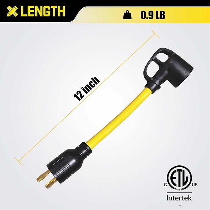 30 Amp 4 Prong Twist Lock to 3 Prong RV Adapter Cord, Generator Plug NEMA L14-30P to TT-30R for Trailer Camper