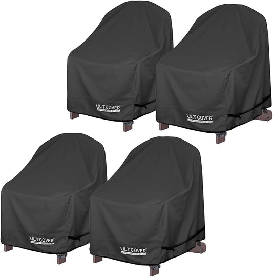 ULTCOVER Waterproof Patio Adirondack Chair Cover 4 Pack for Outdoor Chair Size Upto 32W x 35D x 36H inch, Black