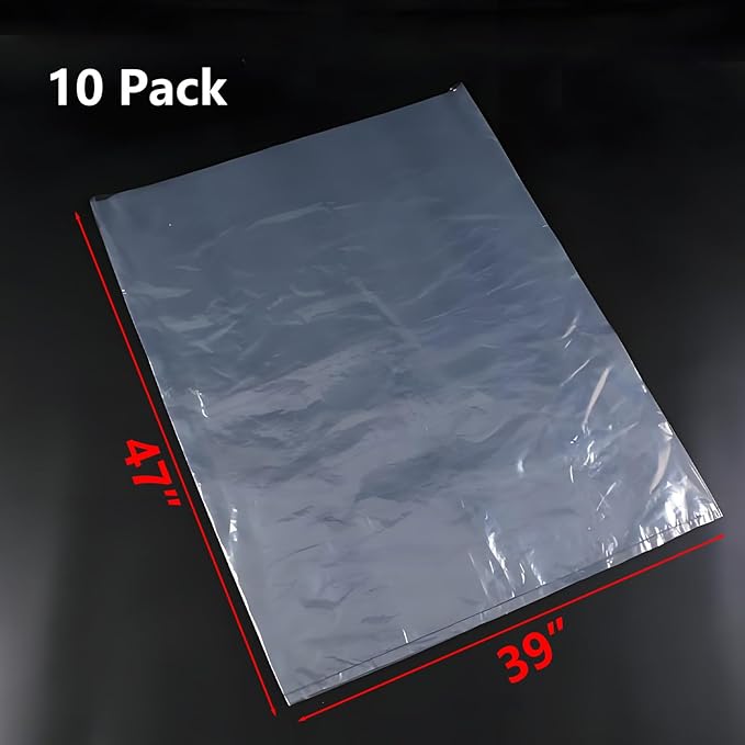 10 Pack Clear Engine Bag Covers – 39" x 47" Heavy-Duty Dustproof Storage Bags for Engine Protection, Attic & Basement Organization