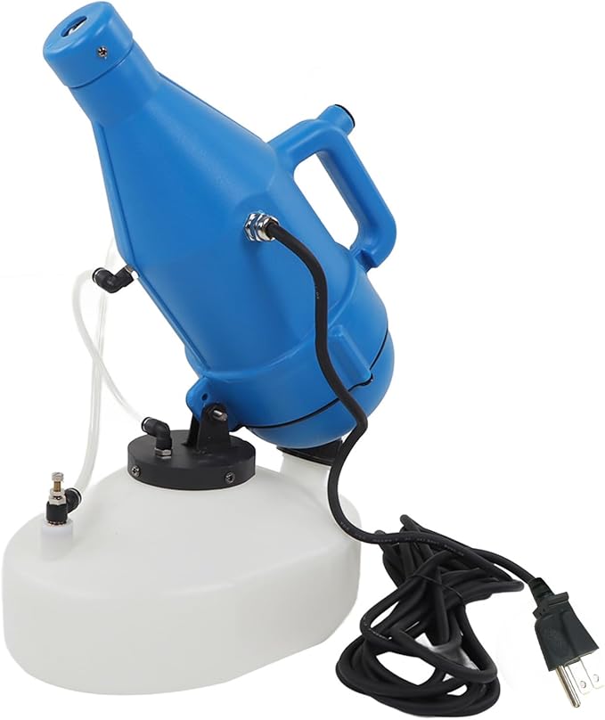 Electric ULV Portable Fogger Sprayer Machine, Electrostatic Corded ULV Hand Carry, 4.5L Capacity, 1400W Power, Adjustable Spray, 20-50 Particle Size, Automatic Spraying