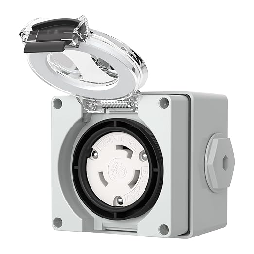 STARELO 30 Amp Locking Female Plug Box NEMA L6-30C Generator Twist Lock Adapter Female Connector,250 Volt,Outdoor dustproof and Weatherproof for generators, Welding Machines, etc.ETL Listed.