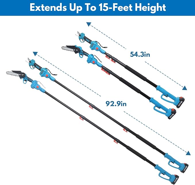 4-in-1 Cordless Pole Saw Pruning Set, For Tree Trimming and Garden Pruning, Chainsaw Gifts: Perfect for Men, Dads, Husbands, Fathers, and Gardeners