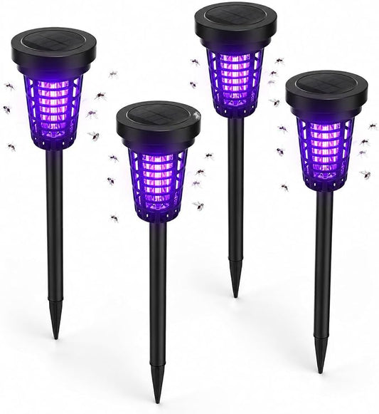 2026 Solar Bug Zapper Outdoor(4 Pack)–Solar Mosquito Zapper Outdoor Mosquito Repellent Outdoor,Mosquito Trap Used to Keep Gnat Small Flying Insect Away,Solar Bug Zapper Outside for Yard Garden