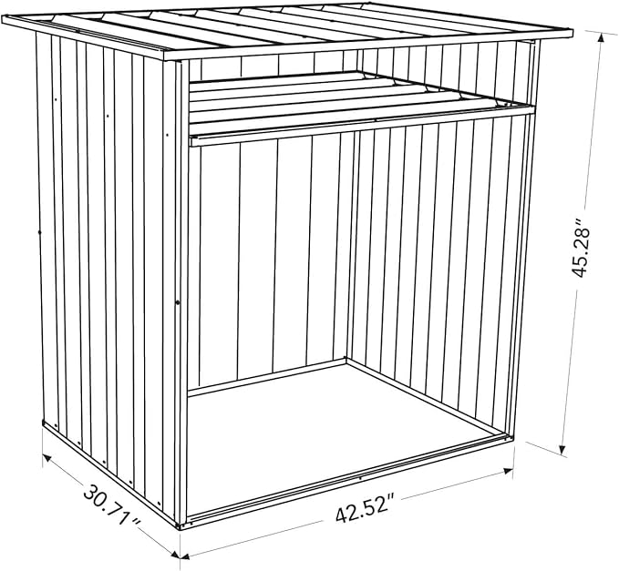 ABSCO 4' x 2.5' x 3.7' DIY Galvanized Steel Firewood Shed, Surfmist White