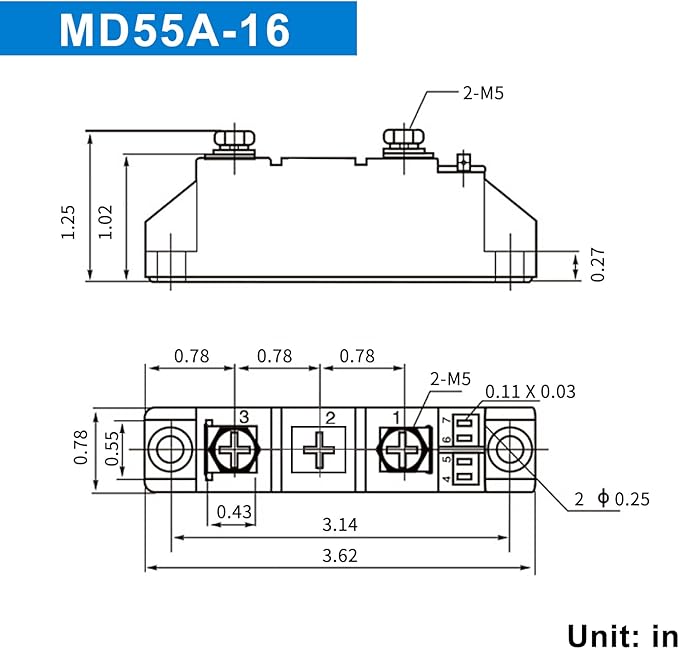 50 amp Diodes 12V blocking 110V and 120V MD 55A-16;to Prevent Backfeed;Use Voltage Range:AC < 400VAC ;DC 3-1000V;Used in photovoltaics,battery,trailer,car 24V 48 volt Solar Diode Anti-Reverse