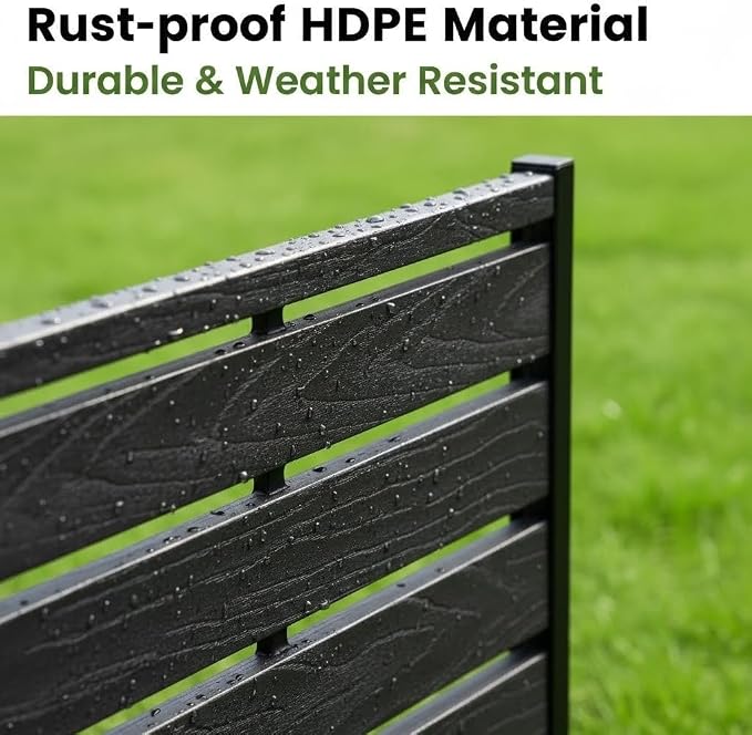 Outdoor Privacy Screen Decorative Privacy Panel with Stand, 60" Hx35 W Freestanding HDPE Privacy Fence with Louver Pattern 5 Panels, Divider Privacy Screens for Outside,Patio,Pool