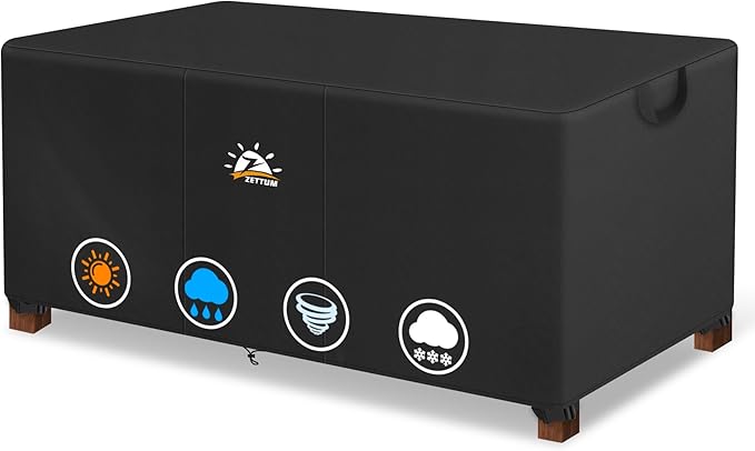 Zettum Outdoor Coffee Table Cover – Coffee Table Cover Rectangle Waterproof & Heavy Duty, Patio Table Covers for Side Tables, 600D Covers Provide All-Weather Protection - 50 x 30 x 18 Inch