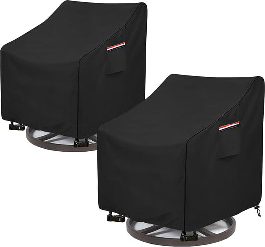Okcool Outdoor Swivel Chair Cover 2 Pack,Outdoor Furniture Patio Chair Covers Waterproof Clearance,(27.5"W x 32.5"D x 39"H) Outdoor Lawn Patio Furniture Covers,Black