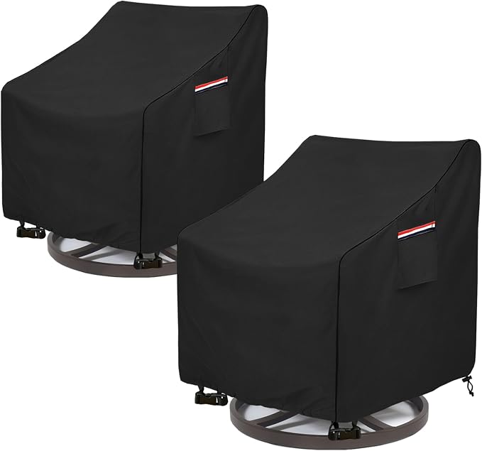 Okcool Outdoor Swivel Chair Cover 2 Pack,Outdoor Furniture Patio Chair Covers Waterproof Clearance,(30" W x 34" D x 38.5" H) Outdoor Lawn Patio Furniture Covers,Black