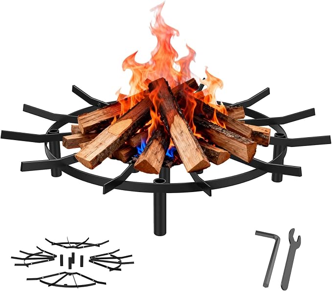 21" Fire Pit Grate & Fireplace Grate, Heavy Duty Heat Resistant Campfire Grill for Campfires and Outdoor fire pits(Black)