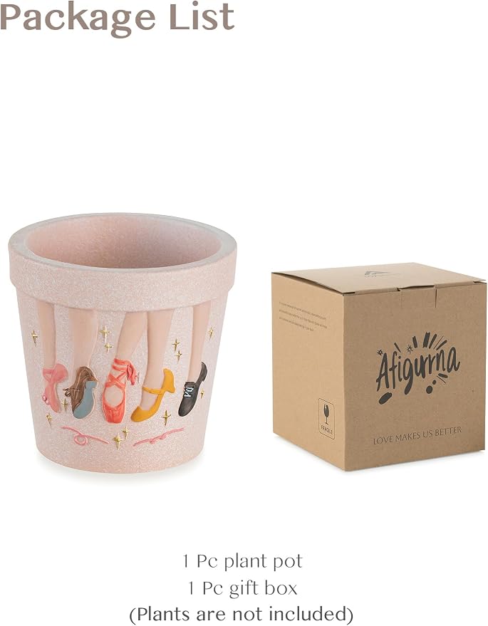 Dance Gift for Dancer Women: Hand-Painted Planter with 3D Relief - Dance Themed Gifts for Dance Lover Teacher Coach Girl - Dancer Present for Teachers Appreciation Week Christmas Birthday