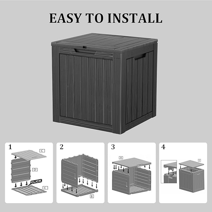 Outdoor Storage Deck Box Waterproof,35 Gallon Lockable Patio Package Delivery Bin as Seat, Resin Storage Container Bench for Furniture Cushions, Pool Accessories, Garden Tools, Black