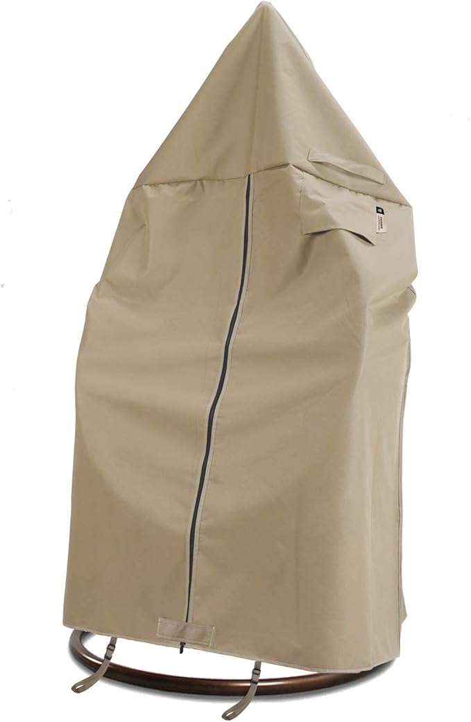 Patio Hanging Chair Cover with Adjustable X-Lock System and Zipper, Easy On Easy Off, Heavy Duty 100% Waterproof 600D Oxford Swing Egg Chair Winter Cover
