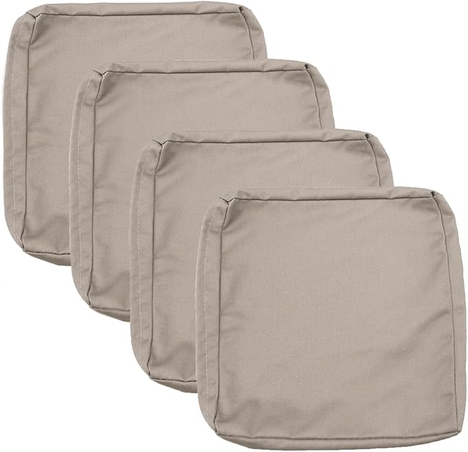 Sqodok Patio Cushion Covers 24x24 Waterproof Outdoor Cushion Covers for Patio Furniture 4Pack Patio Cushion Slicovers Replacement Outdoor Seat Cushion Slip Cover for Wicker Chair, Tan