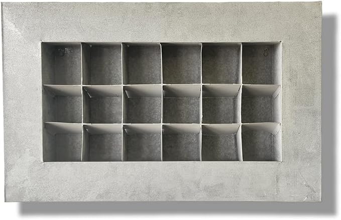 Modern Home Living Wall Galvanized Steel/Zinc Succulent Planter, Wall Mounted Garden Pocket Planter (Horizontal 18 Pocket, Aged Zinc)