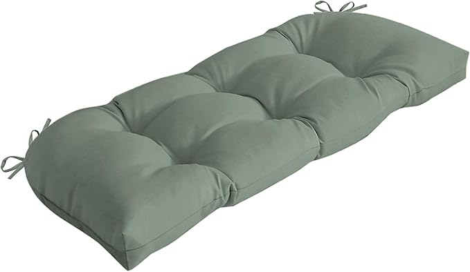 Arden earthFIBER Outdoor Wicker Settee Cushion, 41.5 x 18, Rain-Proof, Fade Resistant Sage Green Texture