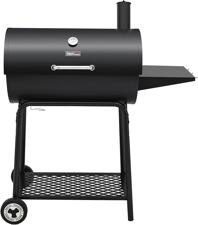 Royal Gourmet CC1830 30 Barrel Charcoal Grill with Side Table, 627 Square Inches, Outdoor Backyard, Patio and Parties, Black | Masterbuilt MB20091621 Lump Charcoal 16 Pound, Black