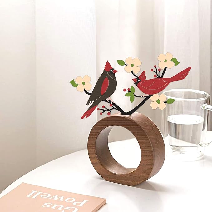 Tuitessine Red Cardinals Garden Stake Outdoor Yard Decor, Metal Bird Lawn Ornament Spring Patio Lawn Decoration, Gift for Bird Lovers & Gardeners