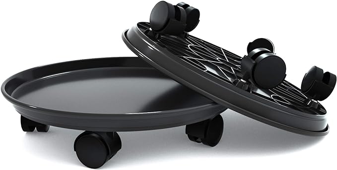Plant Caddy with Wheels 15.5 Inch - 2 Pack Plant Caddy on Wheels Heavy Duty,Plant Dolly Plant Tray with Wheels Planter Caddies Indoor/Outdoor, Black