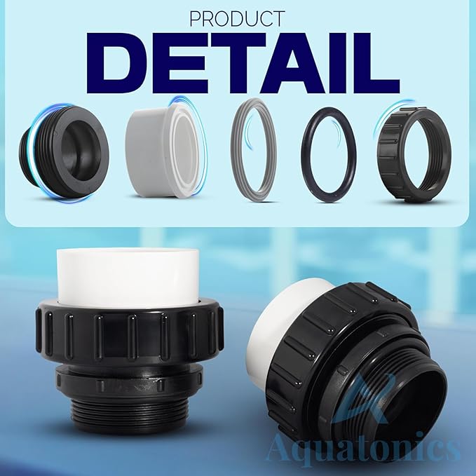 High-Temp Joints – 2-Pack 1-Set Hi Temp Union Compatible with Whisperflo, Intelliflo – 2" Threaded Connectors for PVC Pipes – 2-inch PVC Union Replacement for Pool Pumps