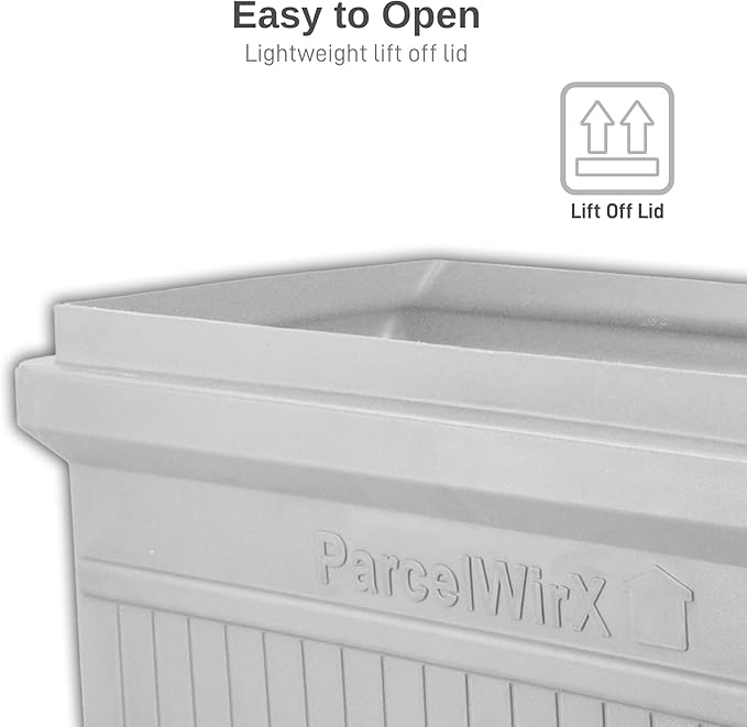 RTS Home Accents ParcelWirx Premium Horizontal Storage Cabinet/Package Delivery Box with Lift Off Lid, Slate Grey