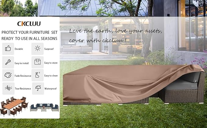 Patio Furniture Cover Waterproof Outdoor Furniture Covers Heavy Duty Outdoor Sectional Sofa Set Cover Dining Table and Chairs Set Covers Water Resistant Large 110" L x 83" W x 28" H