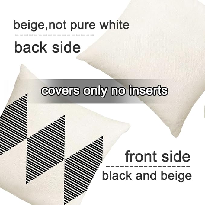 RABUSOFA Outdoor Pillows Waterproof,16x16 inch Black and White Boho Set of 4 for Patio Furniture,Sunbrella Outdoor Cushion Covers(no Insert)