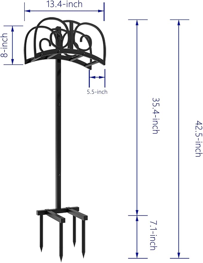 Upgraded Garden Hose Holder Stand with 4 Spikes - Heavy Duty Water Hose Reel, Hose Organizer, Holds 150ft Hose for Outside Yard Lawn, Black