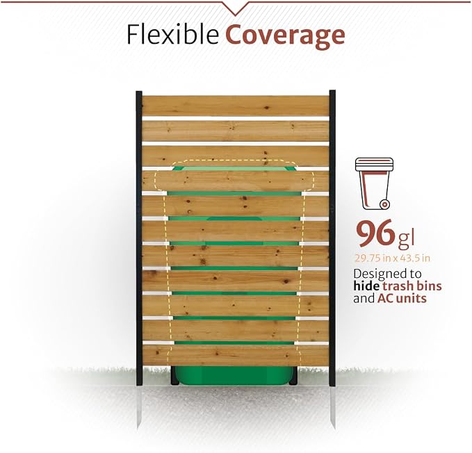 Concord Cedar Wood Privacy Screen, 5ft H x 3.2ft W, 1 Panel | No Dig Enclosure, Hide Trash Cans, Decorative Patio, Outdoor Fence, EC18022