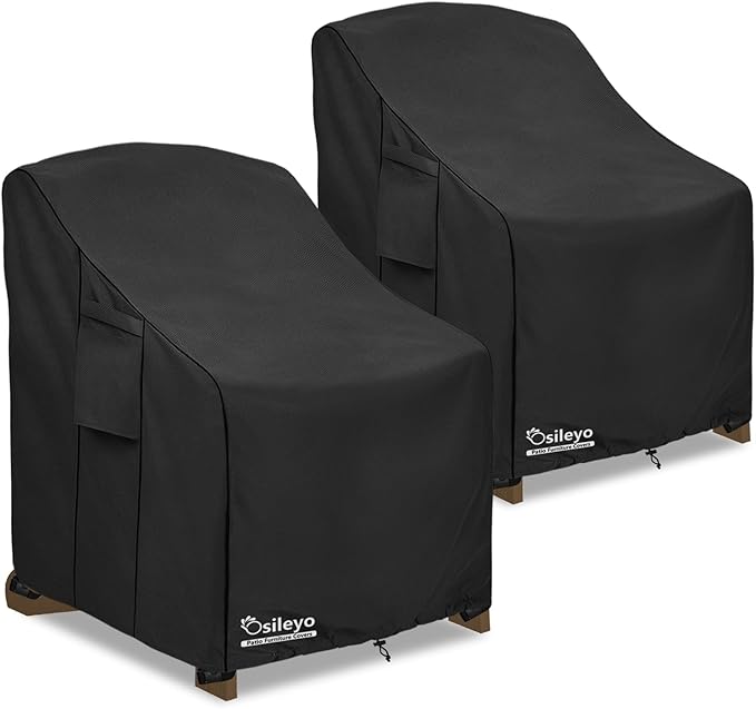 Patio Chair Cover 2 Pack(30W x 34D x 36Hinches),Waterproof Heavy Duty Outdoor Furniture Covers for Patio Adirondack Chair,Black