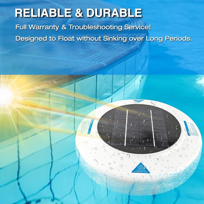 Solar Pool Ionizer for Inground & Above Ground Pools, Floating Solar-Powered Pool Maintenance System with Copper Anode, Helps Reduce Maintenance Effort, Up to 45,000 Gallons