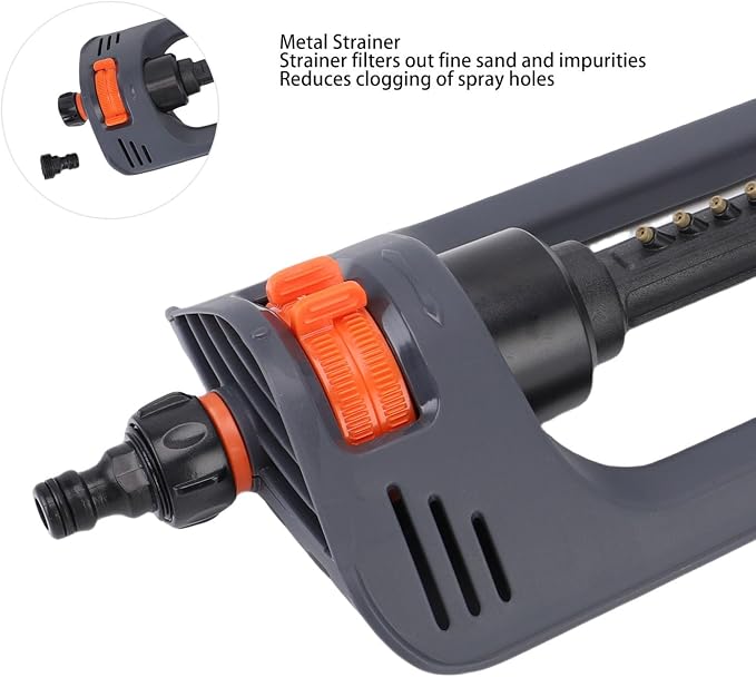 Lawn Sprinkler Heavy Duty Nozzles 4 Spray Modes for Yard, Garden Water Oscillating Sprinkler Covers Up to 4000 Sq Ft with Weighted Base